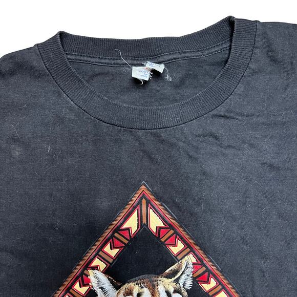 Vintage 90s Short Hills Tag Size XL Black Timber Mountain Lion Graphic T-Shirt - Picture 4 of 10